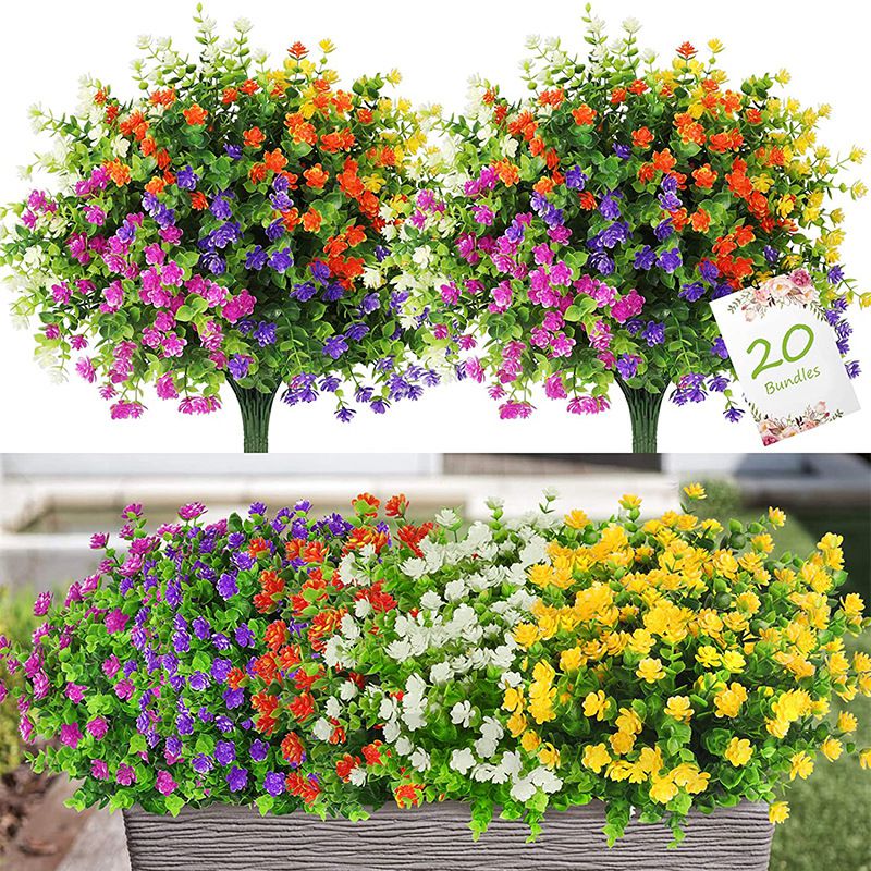 Bonsai Garden Ideas - 3/6pcs Artificial Plant Flower Eucalyptus Babysbreath