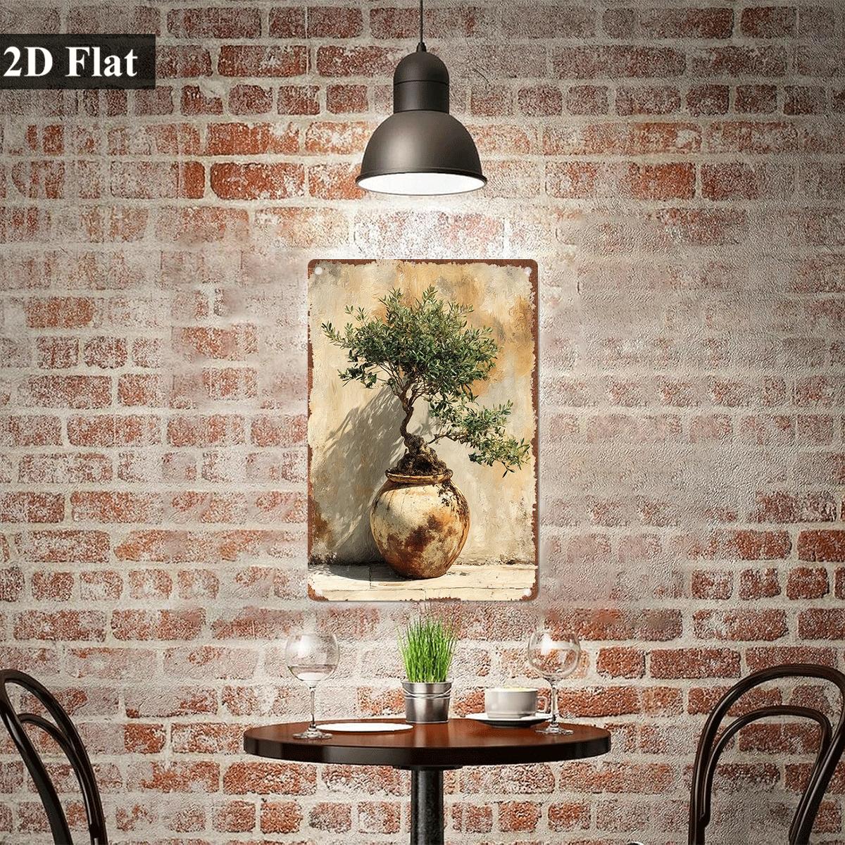 Vintage Metal Tin Sign Potted  - Bonsai Garden Wall 评论和价格