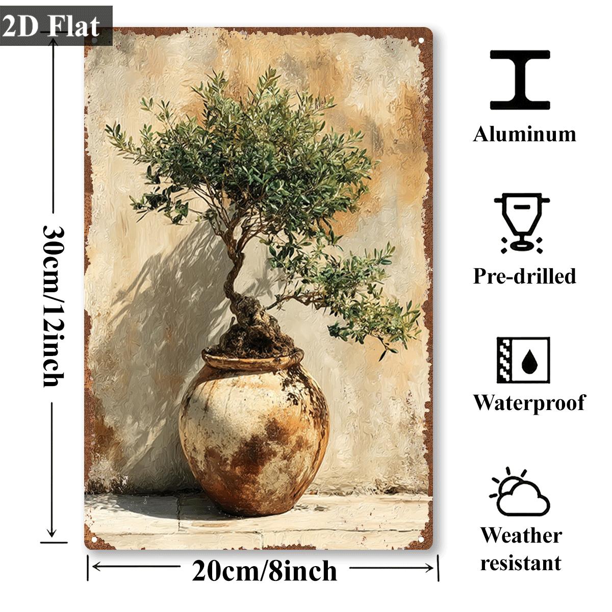 Vintage Metal Tin Sign Potted  - Bonsai Garden Wall 评论和价格
