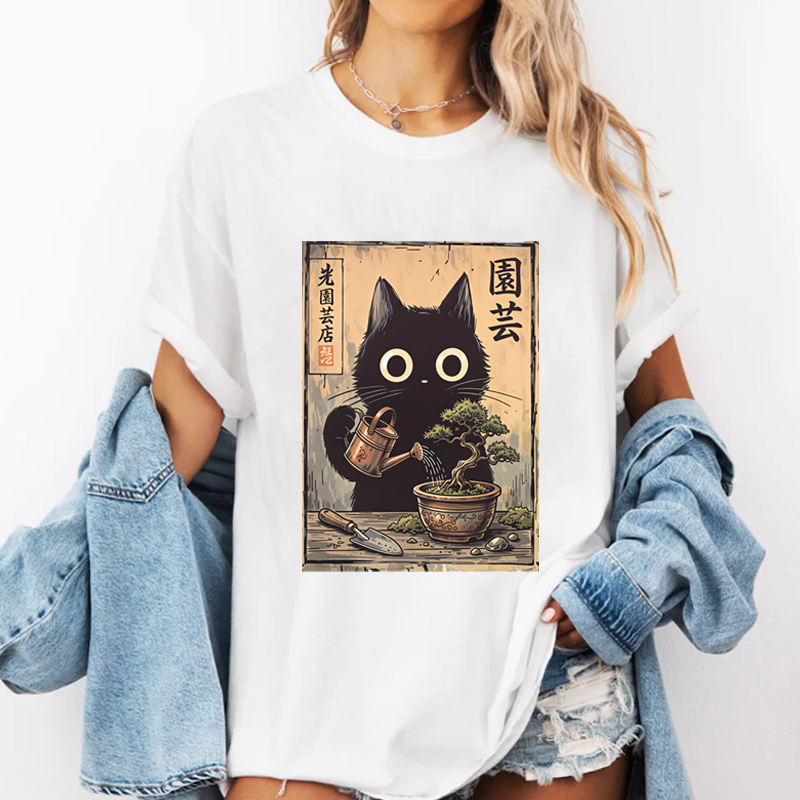 Bonsai Black Cat T-Shirt  Japa - Bonsai Garden China 评论和价格