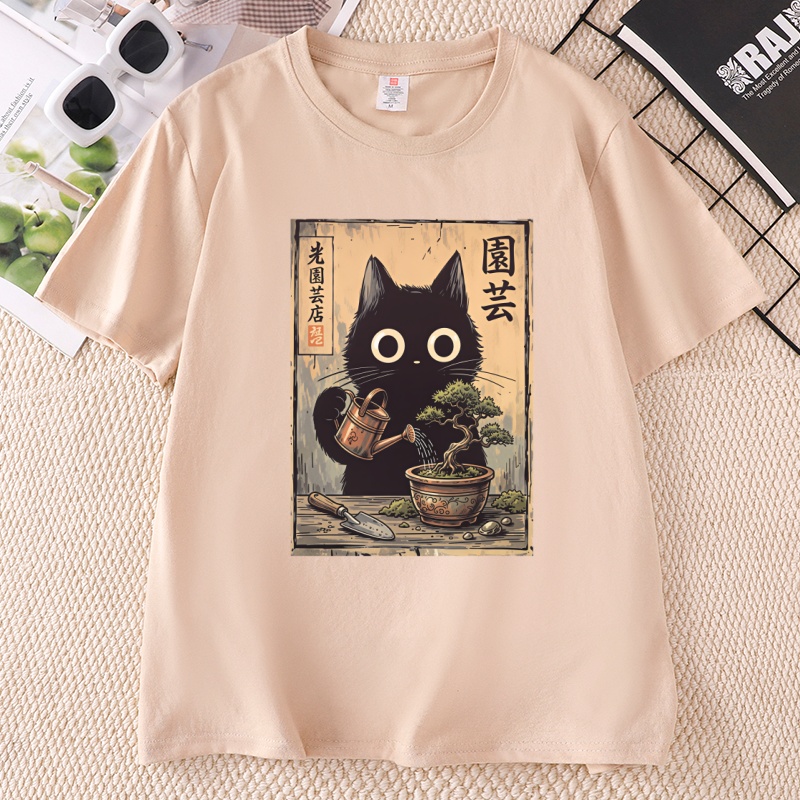 Bonsai Black Cat T-Shirt  Japa - Bonsai Garden China 评论和价格