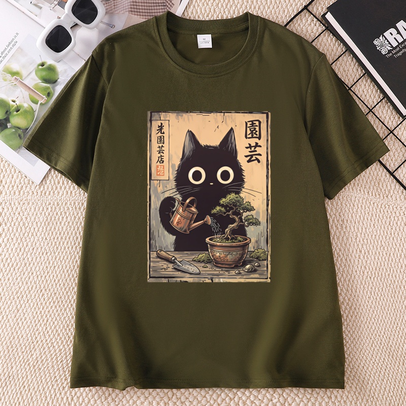 Bonsai Black Cat T-Shirt  Japa - Bonsai Garden China 评论和价格