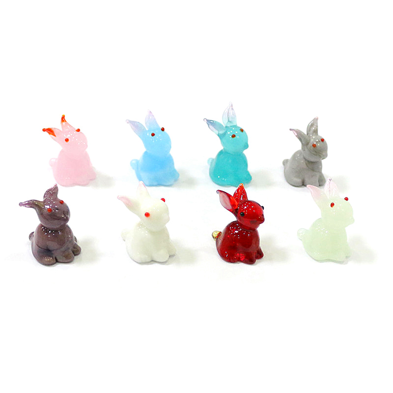 2pcs Mini Glass Bunny Figurine - Bonsai Garden Japan 评论和价格