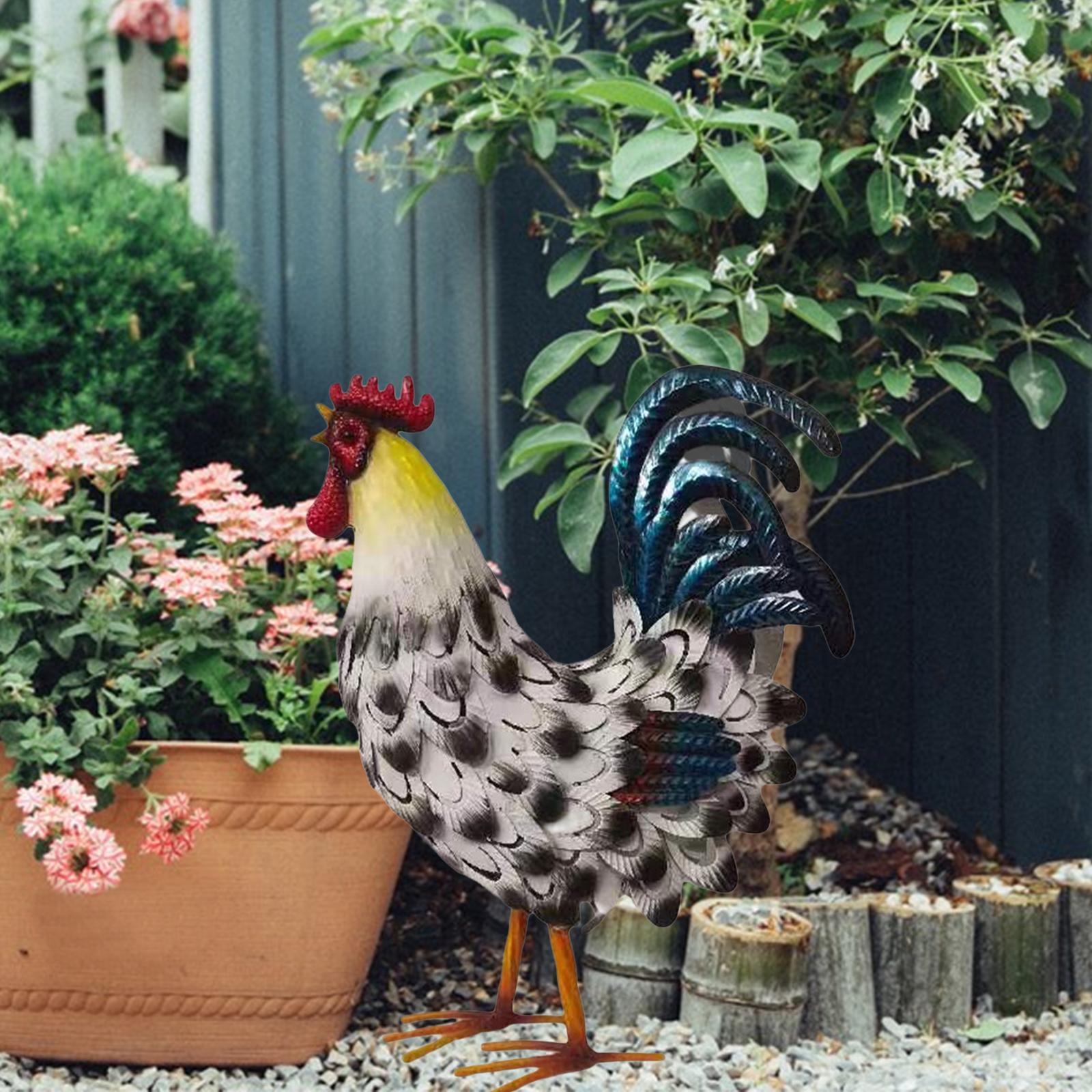 Metal Rooster Decoration Chick - Bonsai Garden Ideas 评论和价格
