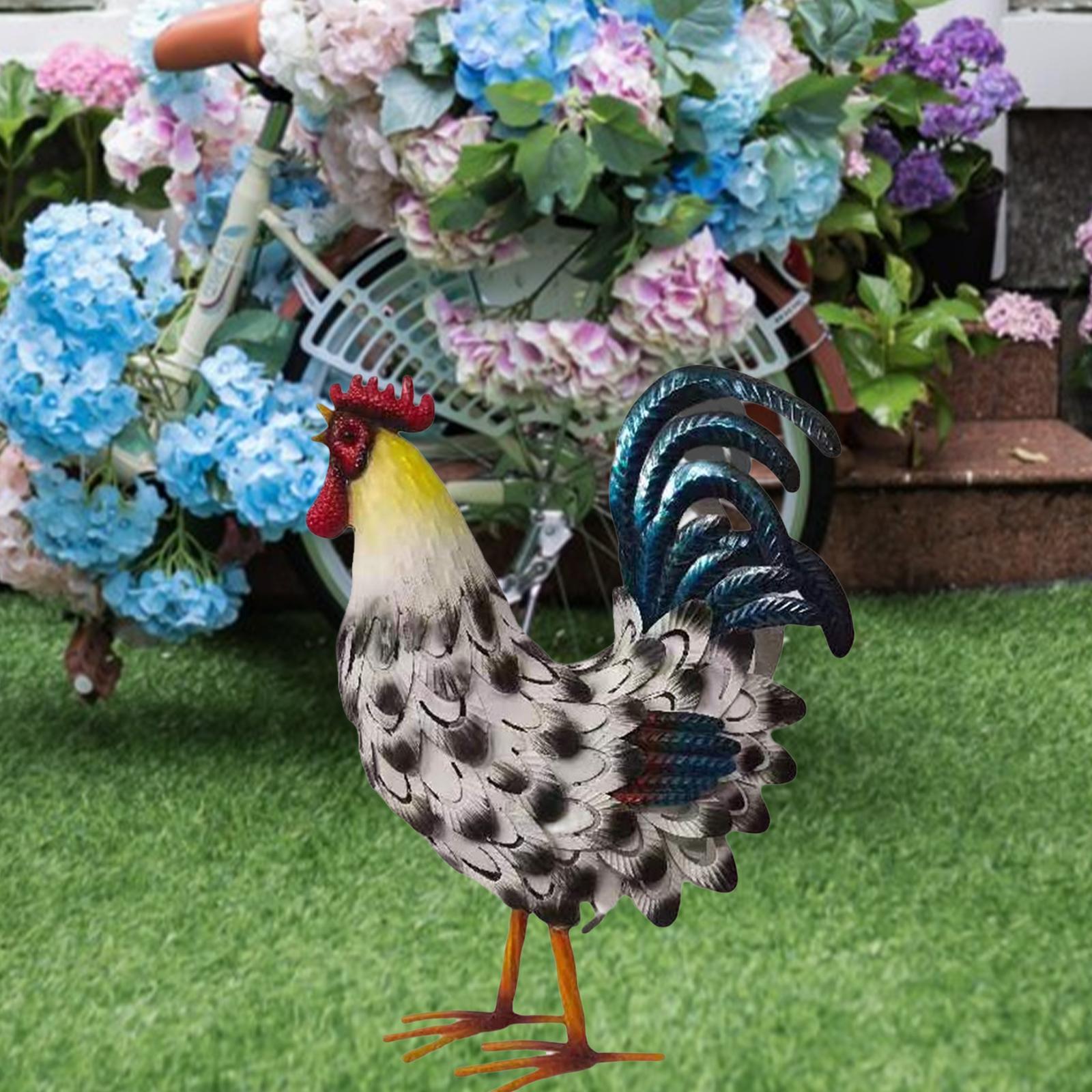 Metal Rooster Decoration Chick - Bonsai Garden Ideas 评论和价格