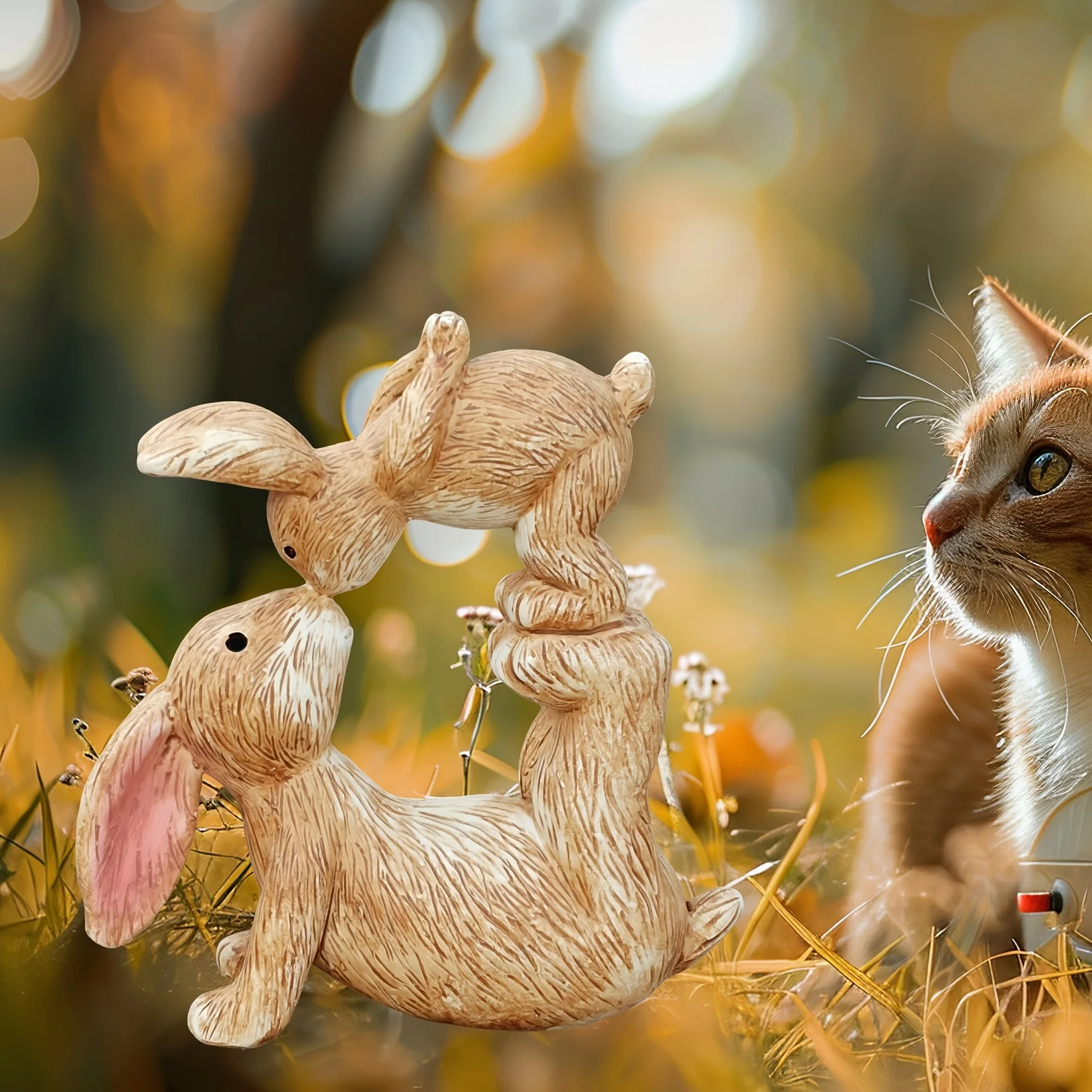 Garden Resin Kissing Bunny Sta - Bonsai Garden Ideas 评论和价格