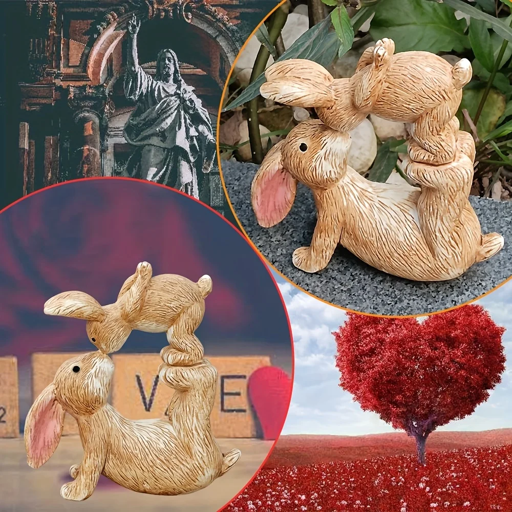Garden Resin Kissing Bunny Sta - Bonsai Garden Ideas 评论和价格