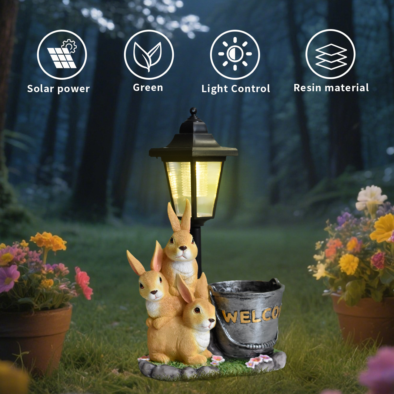 New rabbit solar garden light  - Bonsai Garden Pot 评论和价格