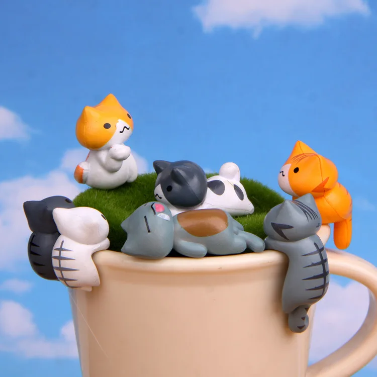 6Pcs/Set Cartoon Lucky pvc Cat - First Bonsai Garden 评论和价格